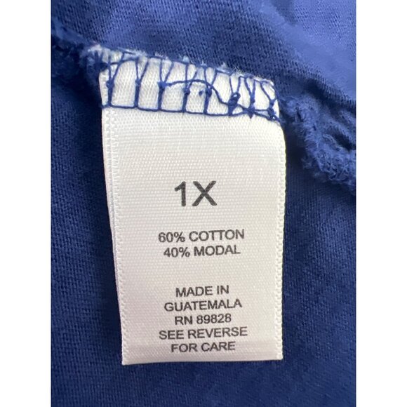 LOGO by Lori Goldstein Single Button Cardigan Sweater Size 1X Blue Layering Cozy - Picture 6 of 6